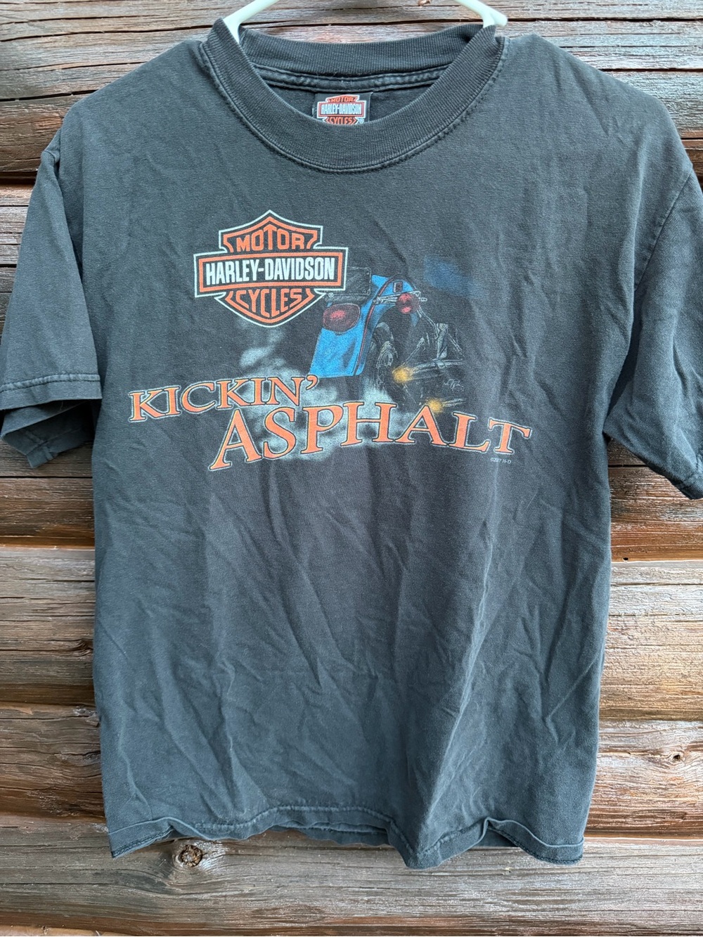 Vintage Harley Davidson Shirt Kickin Asphalt Biker Graphic Tee Black Men's- M
